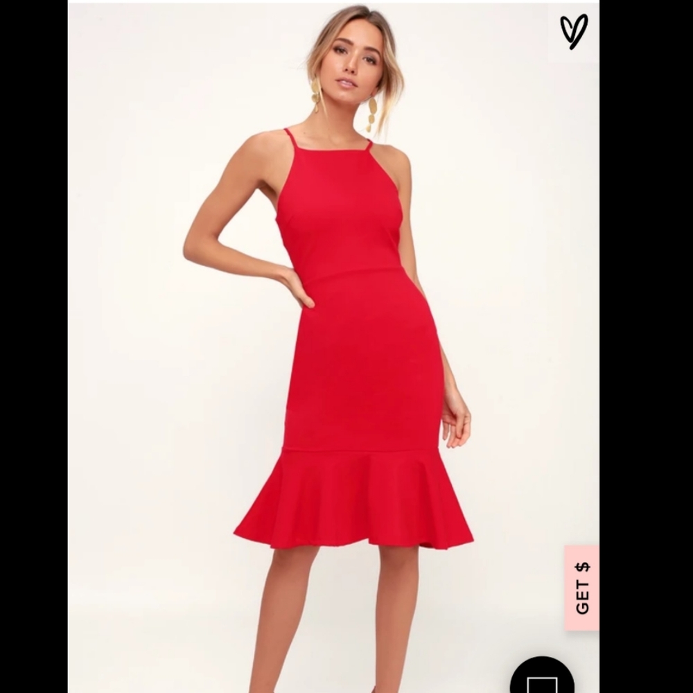 Red Bodycon Midi Dress